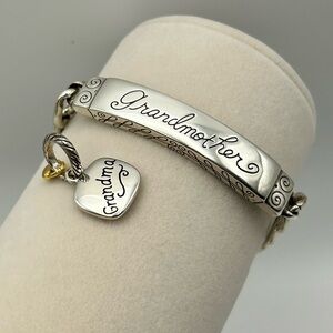 Brighton Grandmother Bracelet & Charm Silver Plated 7" & 1" "World's Best"